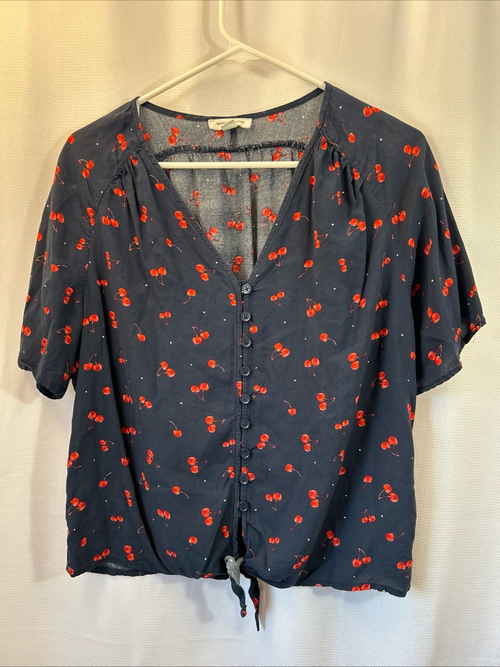 beachlunchlounge Navy Blue Cherry-Print Top